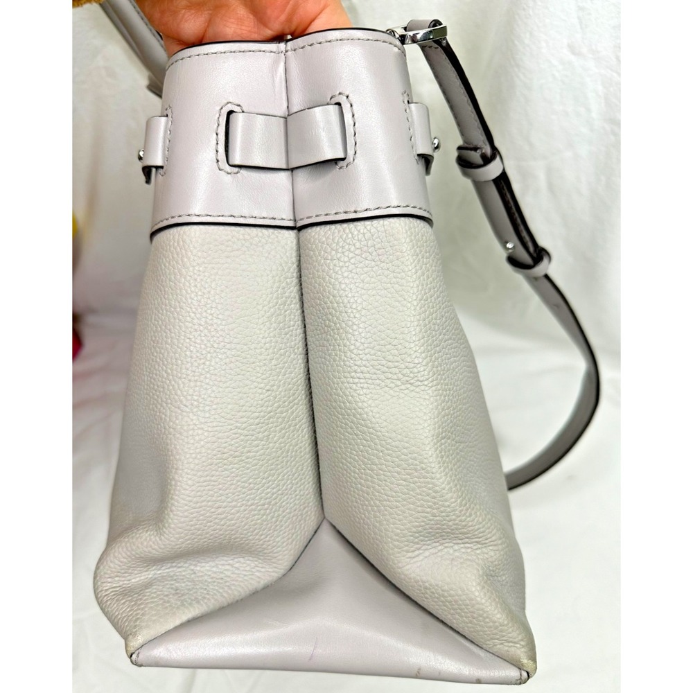 Michael Kors Gramercy Pearl Grey Leather Large Satchel Multipocket Purse - Picture 5 of 16